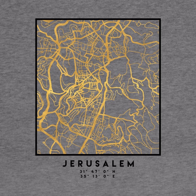 JERUSALEM ISRAEL PALESTINE CITY STREET MAP ART by deificusArt